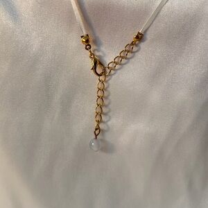 Hand Crafted Gold Necklace with White Accent